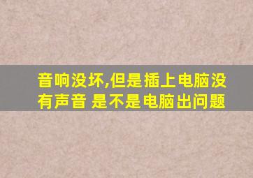 音响没坏,但是插上电脑没有声音 是不是电脑出问题